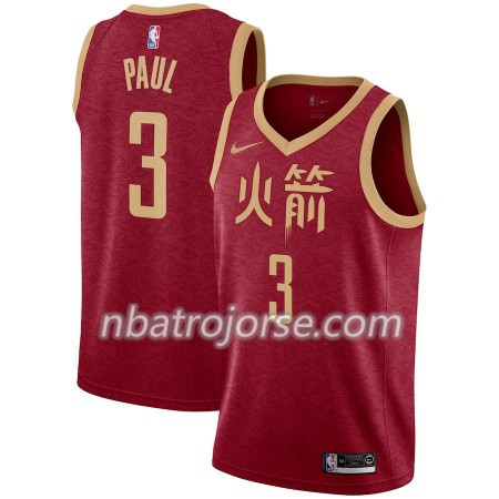 Män Houston Rockets Tröja Chris Paul 3 2018-19 Nike City Edition Röd Swingman